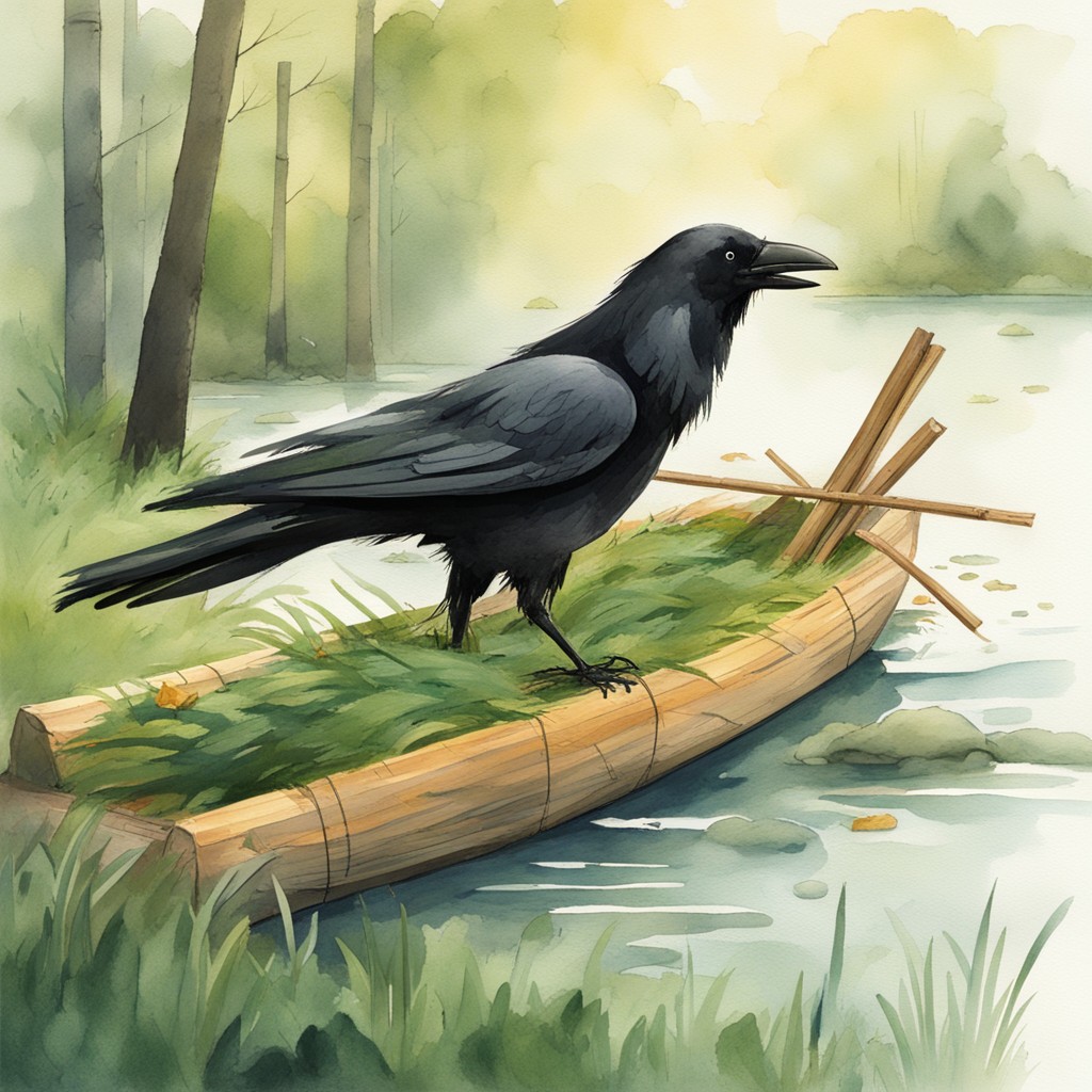 Corbin building the stick raft