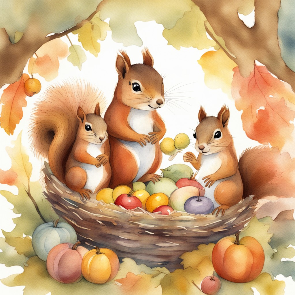 Happy squirrel family