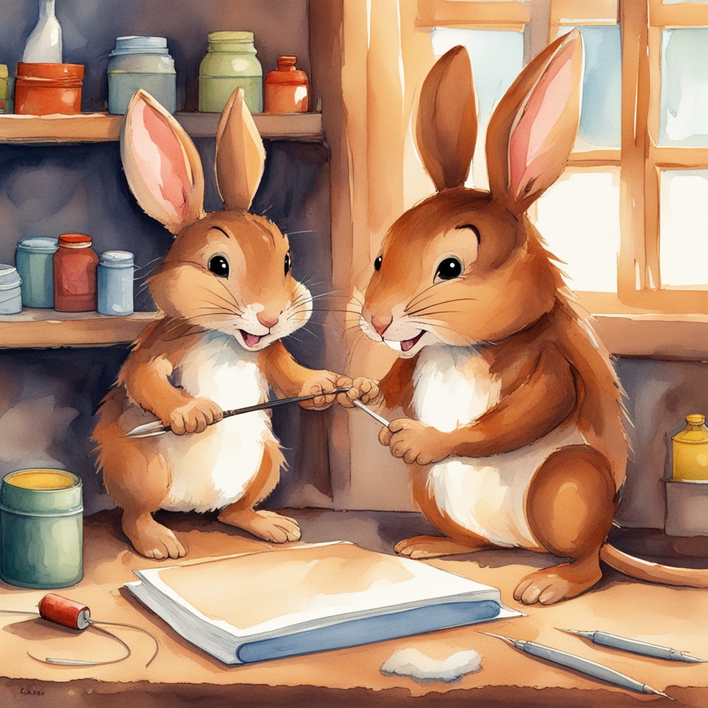 Remy and Maple repairing the quill