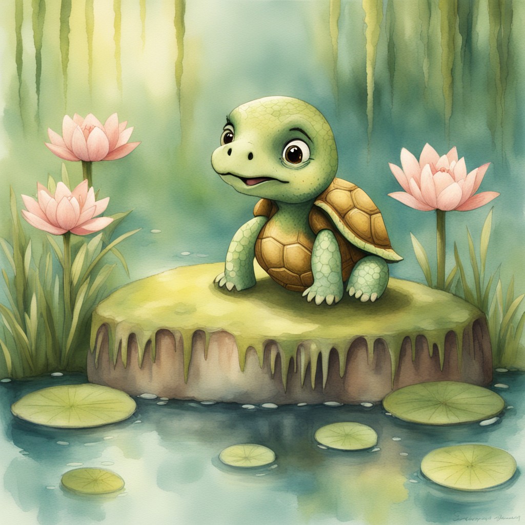 Theo the turtle on his mossy rock