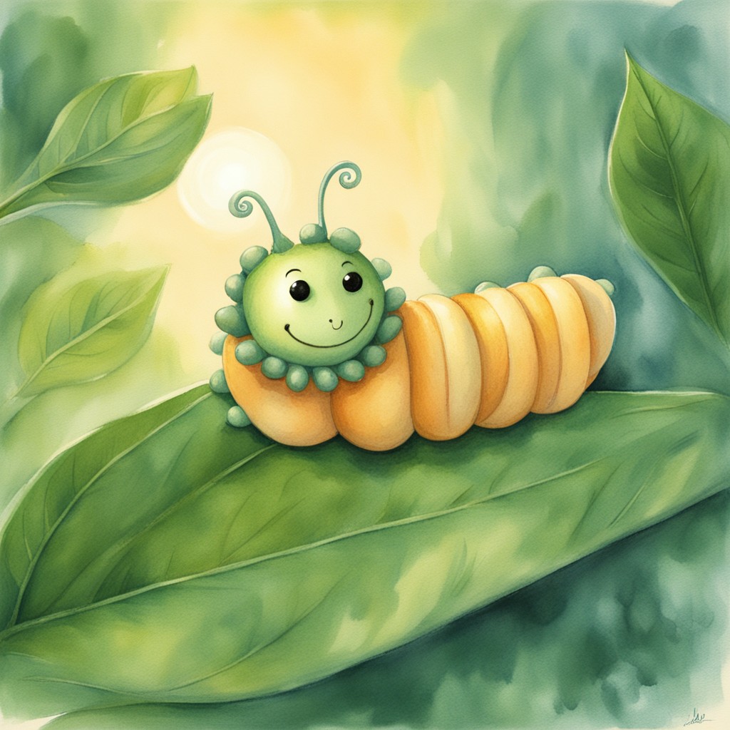 Carlito spinning his cocoon on a leaf at twilight