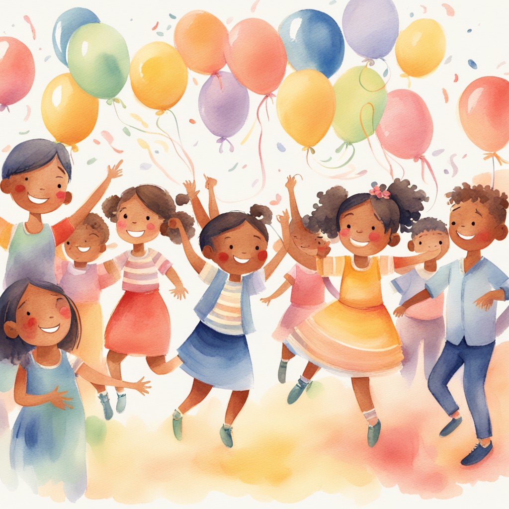 The neighborhood festival with families celebrating together, colorful decorations and joyful dancing