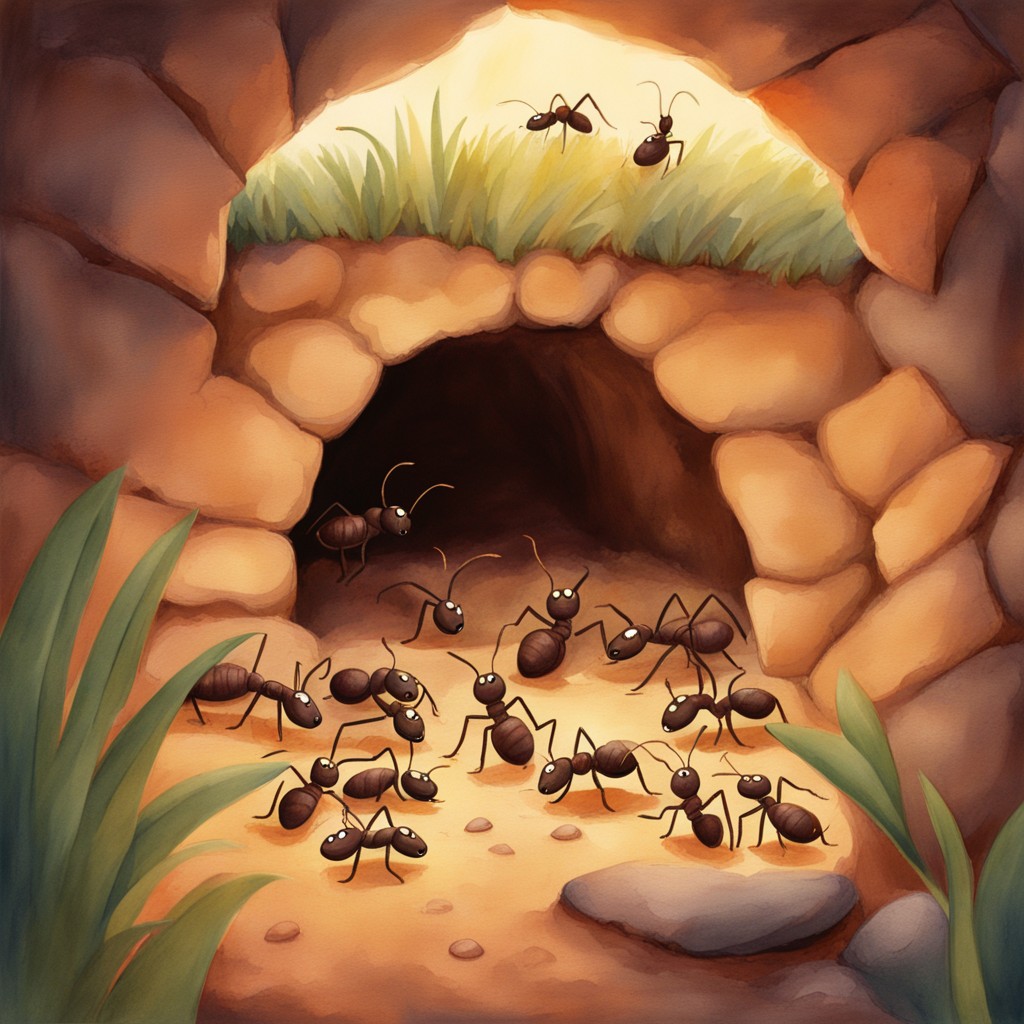 Ants working together