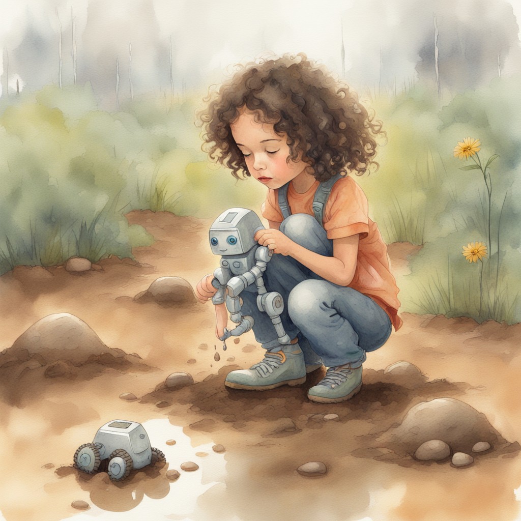 Zara discovering the robot