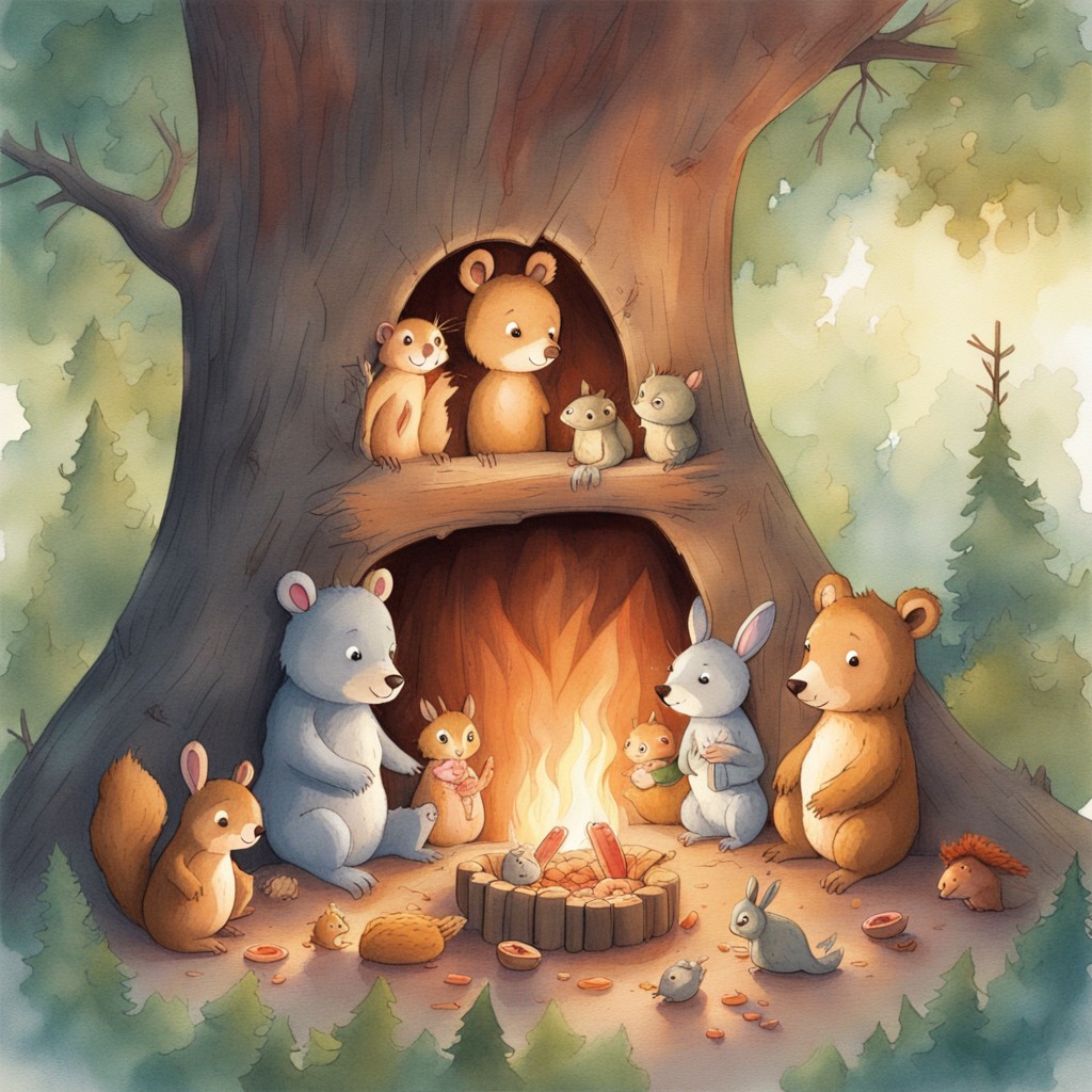 All friends gathered together in Bramble's cozy tree home