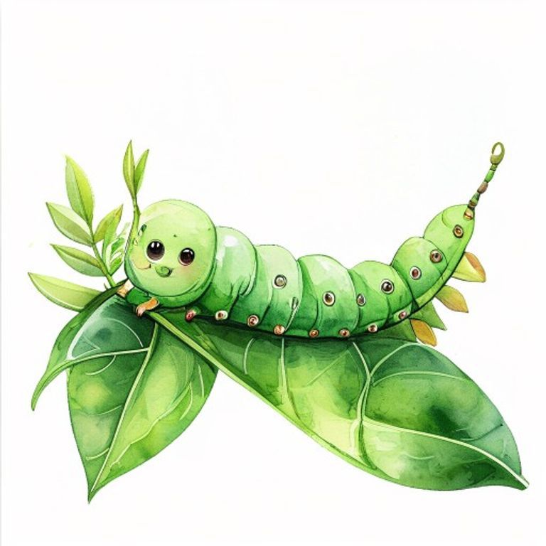 Charlie the caterpillar on a milkweed leaf