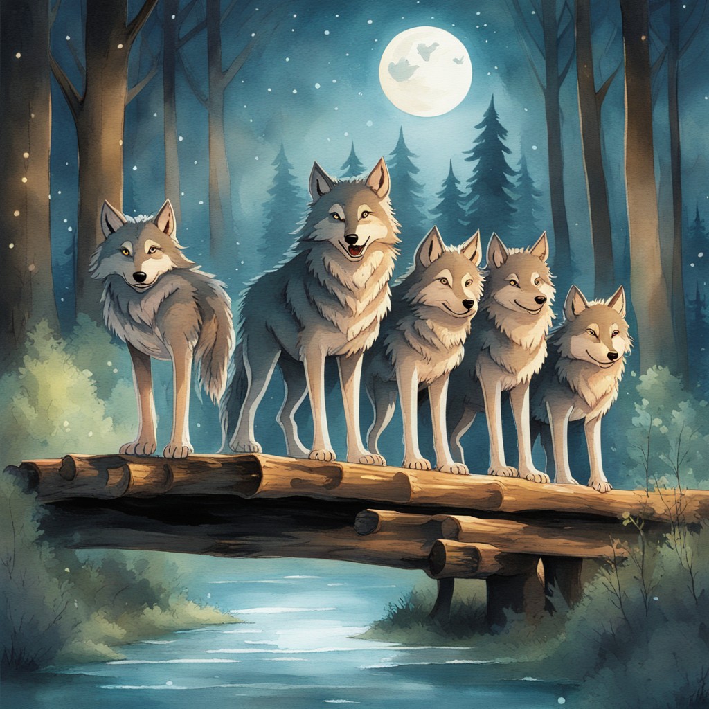 The Moonstone Pack celebrating on their finished bridge