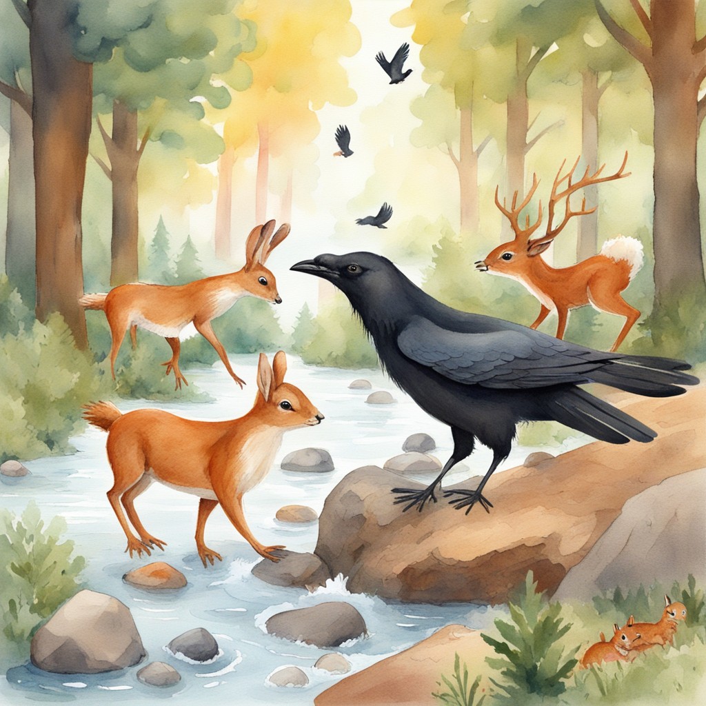 Corbin and the forest animals working together