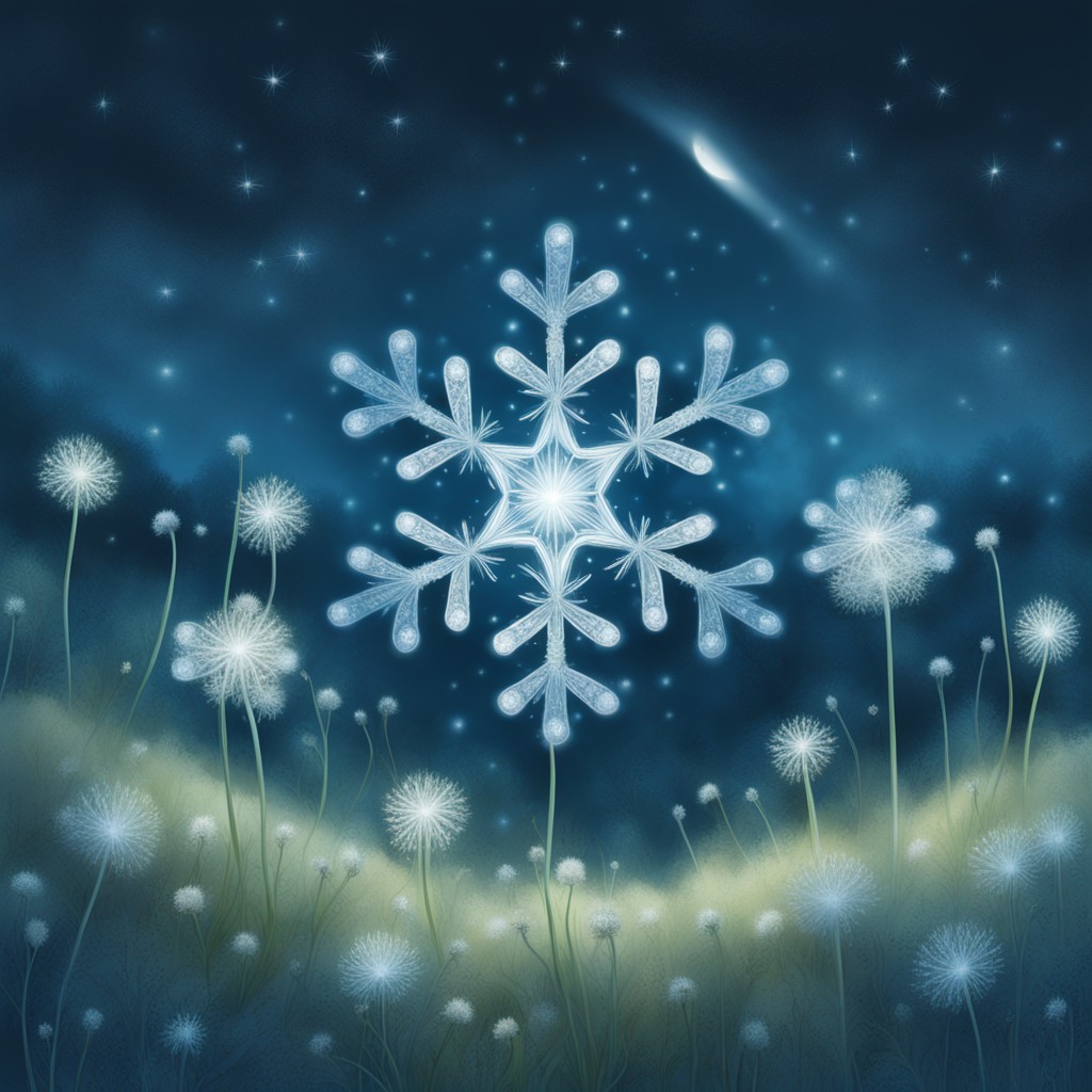 Dewey transformed into a sparkling snowflake