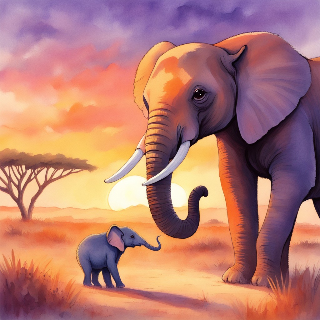 Ellie and Milo walking together across the savanna at sunset