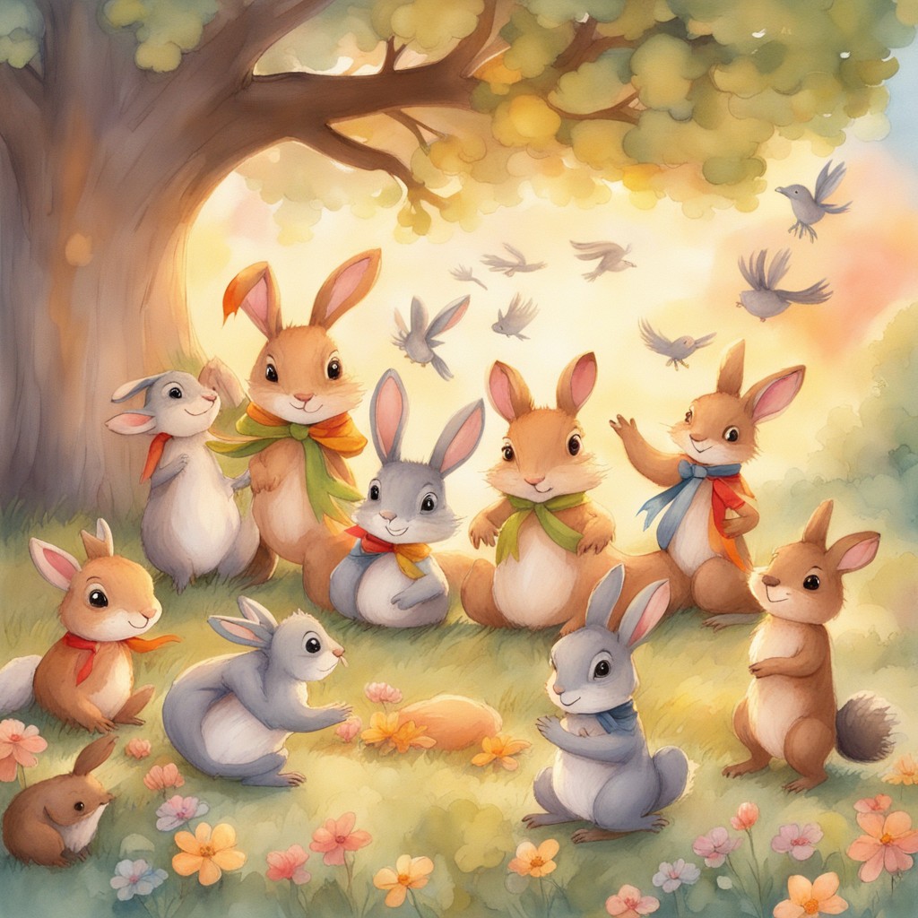 Young oak saplings growing around parent tree