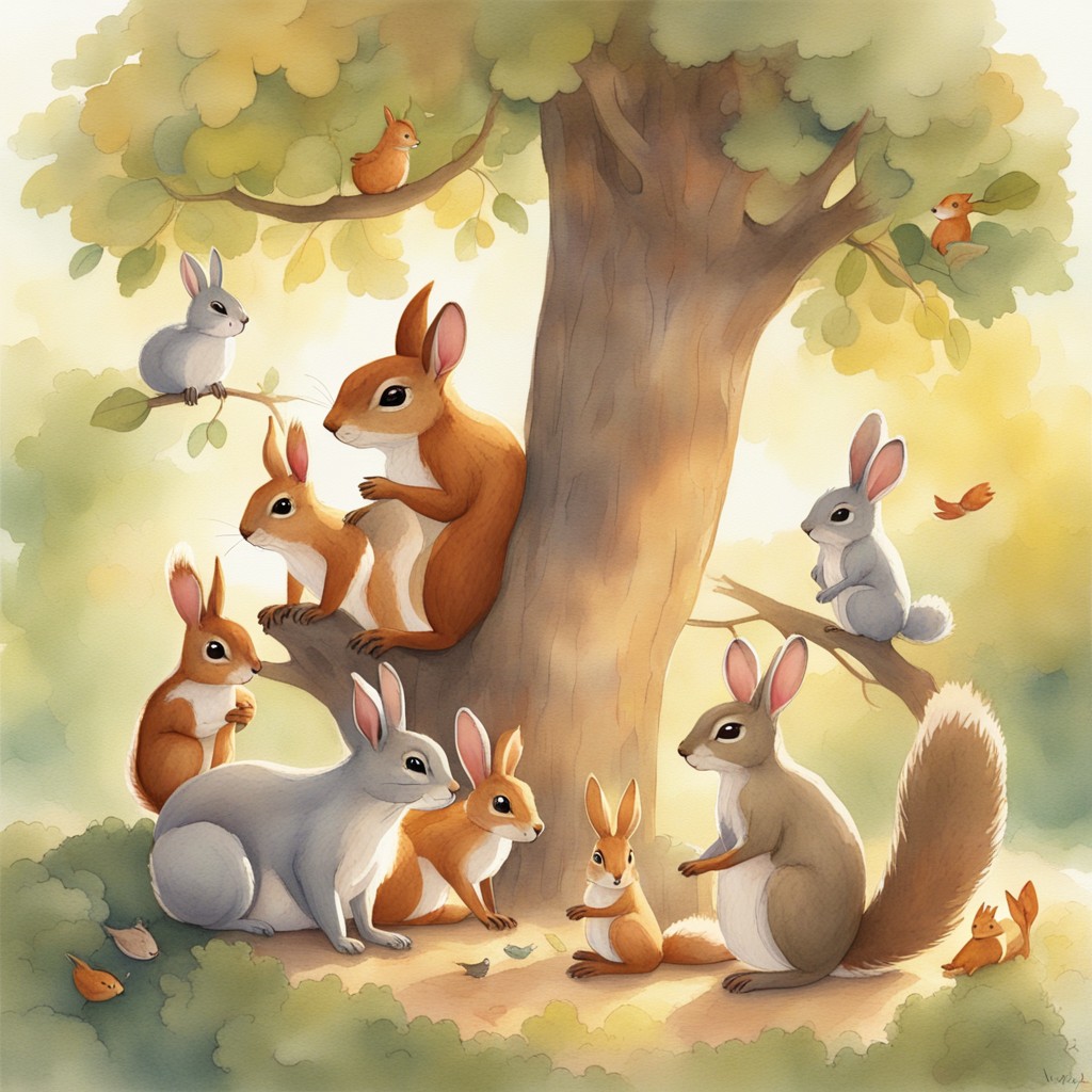 Animals gathering around Elder Oakley