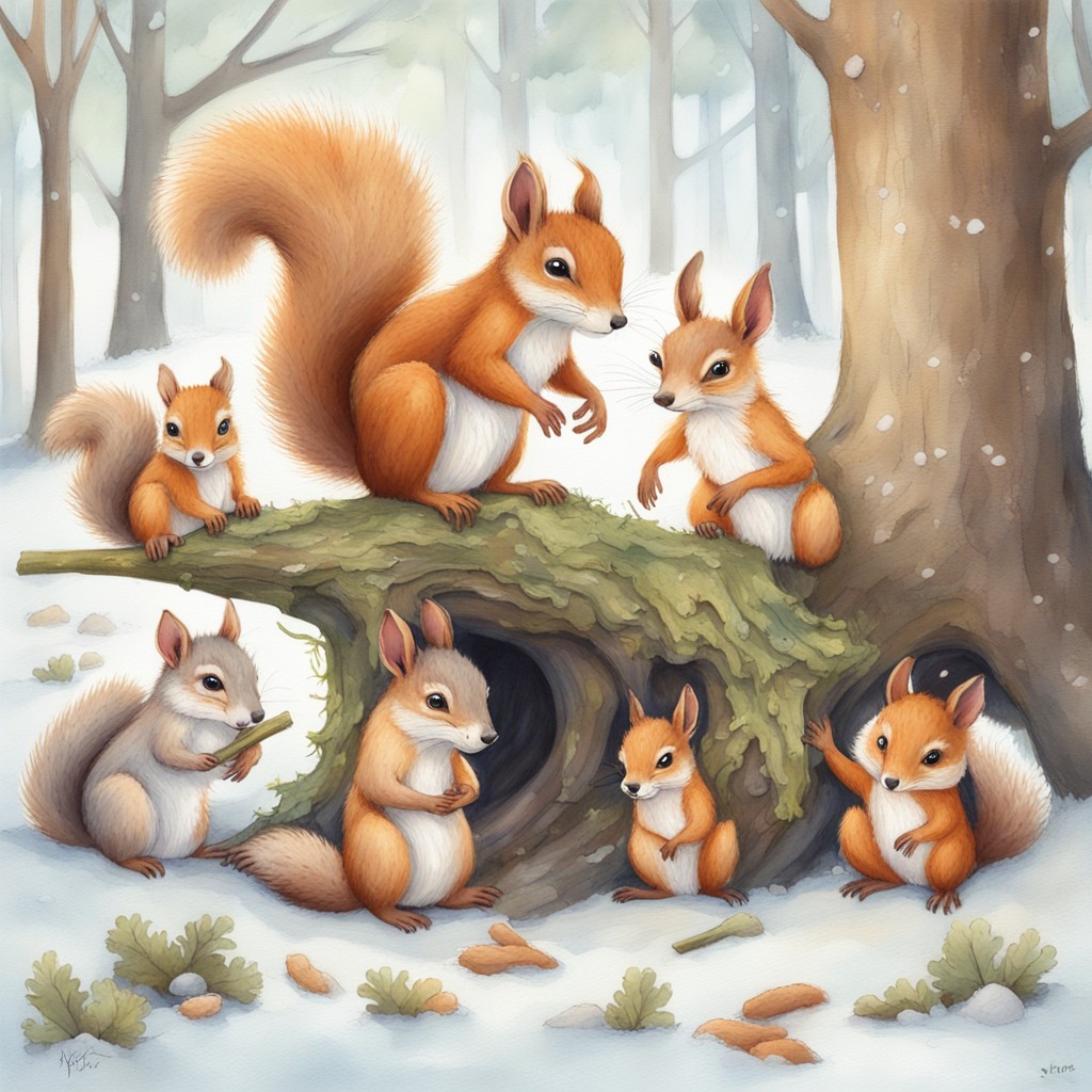 Animals helping Elder Oakley after the storm