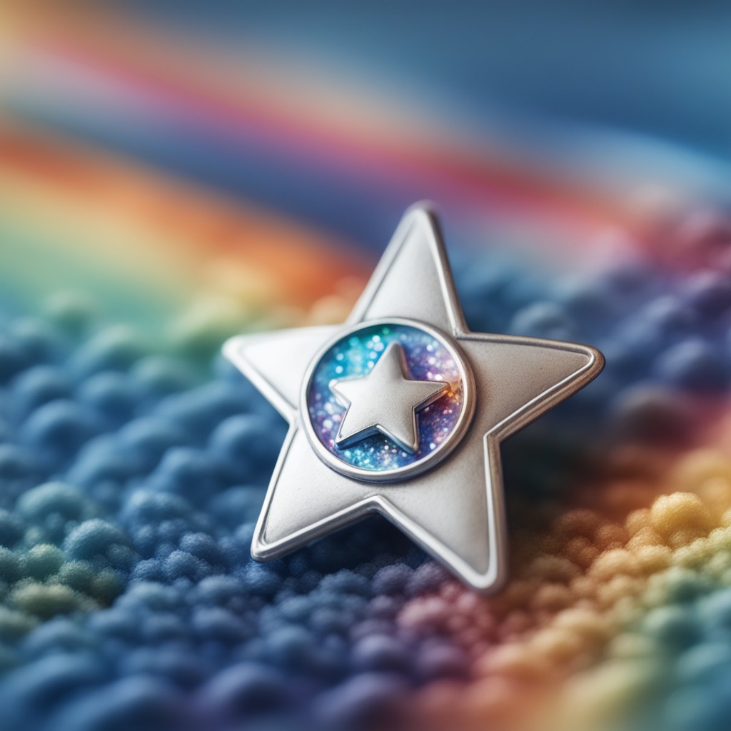 The Shimmering Star Badge lying on the classroom rug, casting tiny rainbows