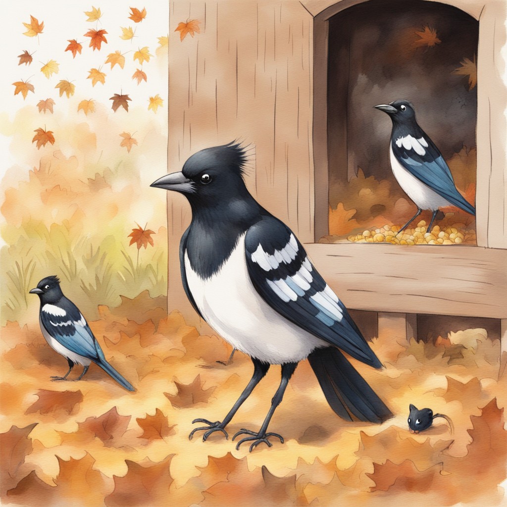 Melody the magpie returns the stolen golden corn to the mouse family