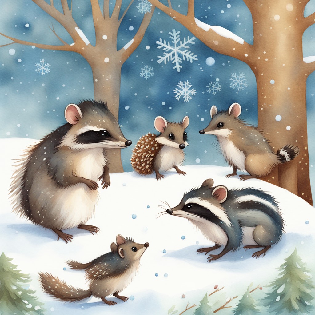 Forest animals celebrating together at the Winter Festival