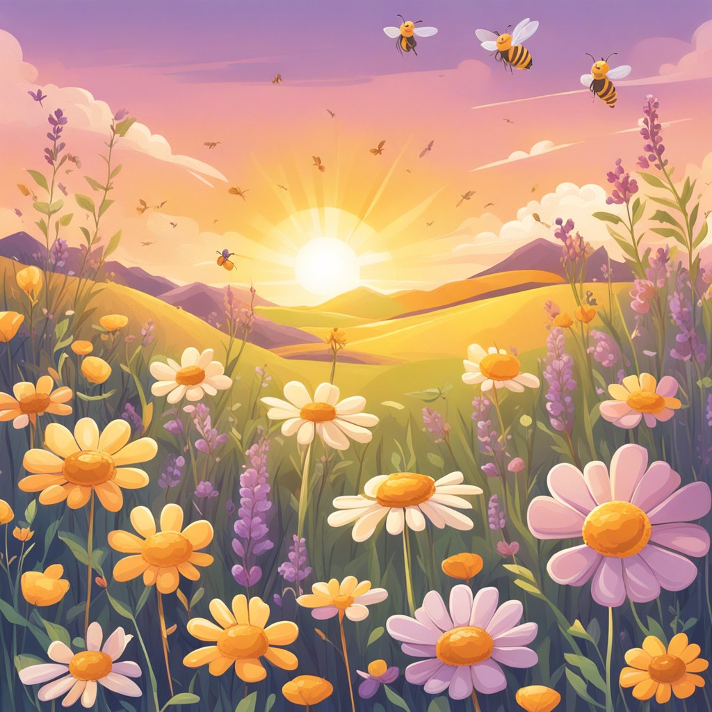 Buzzy and other bees watching the sunset peacefully