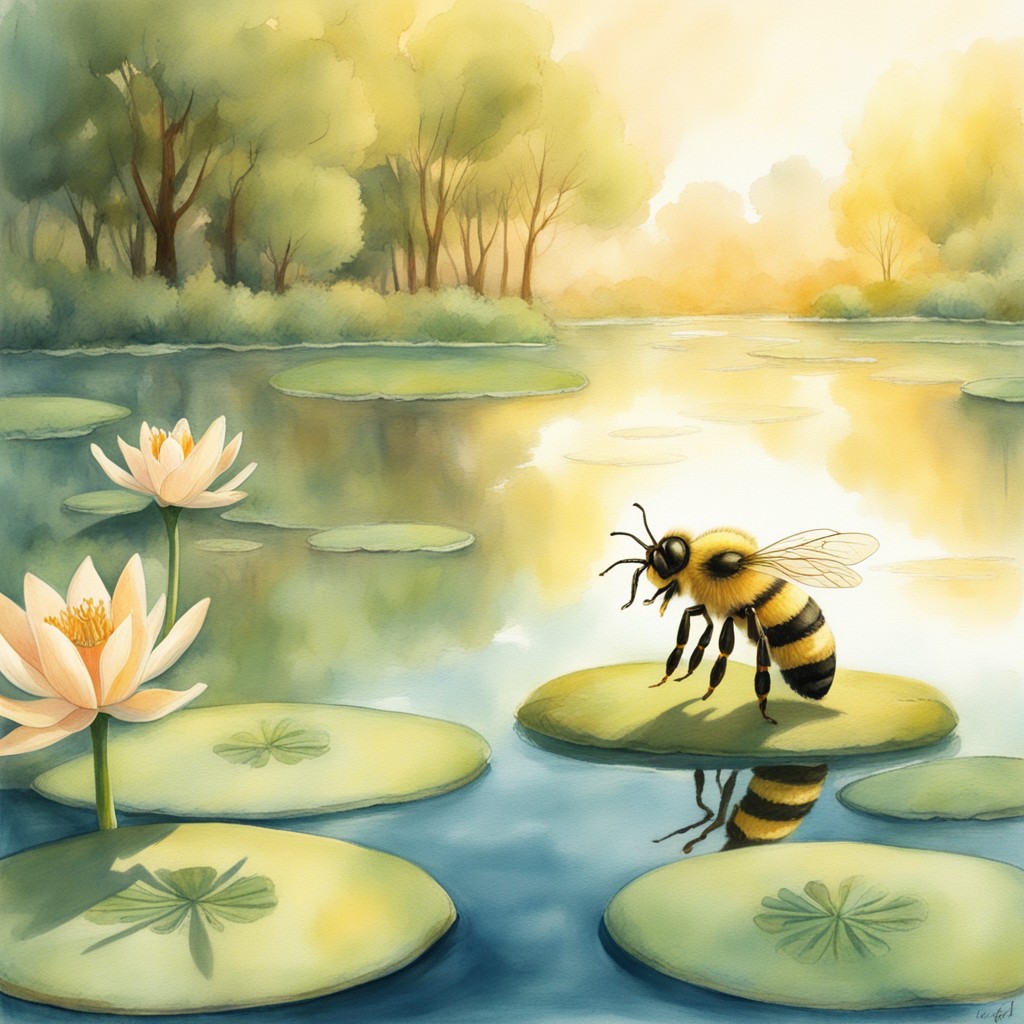 Bumble learning to be still in the Garden of Stillness