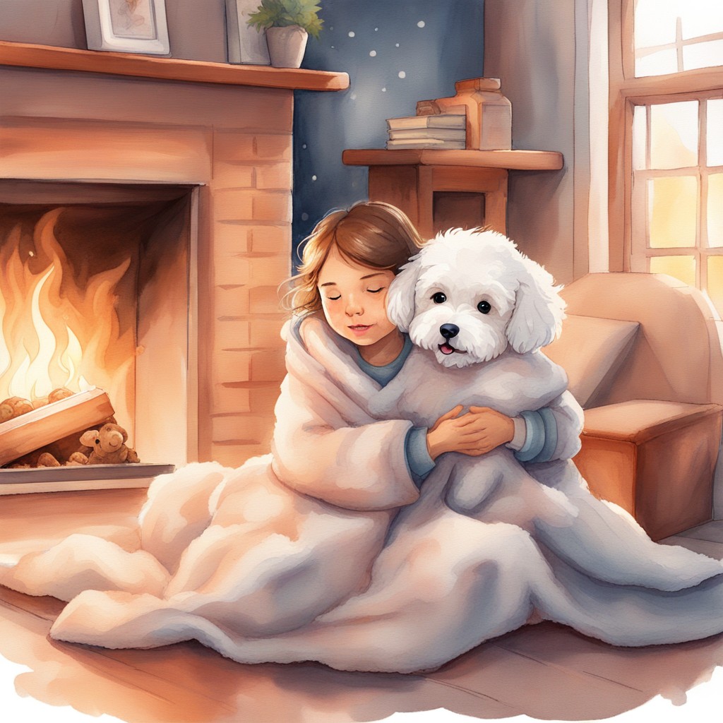 Safe and warm by the fire after the storm, Mochi proved that courage comes in all sizes.