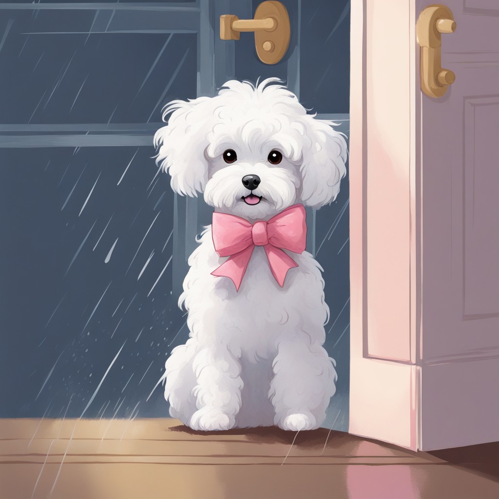 Mochi sitting bravely during the thunderstorm