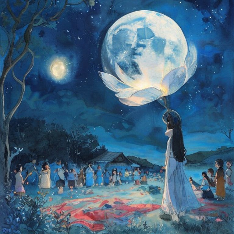 The Moonbloom opening under the blue moon