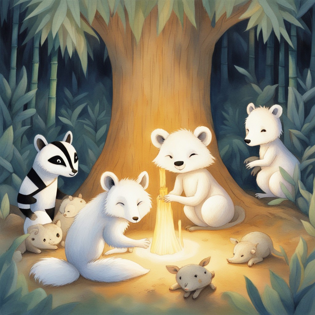 Four friends protecting the glowing golden seed