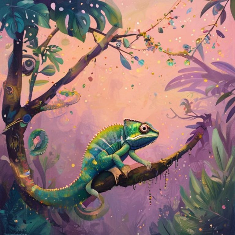 Kira watching the distant color festival from her quiet branch