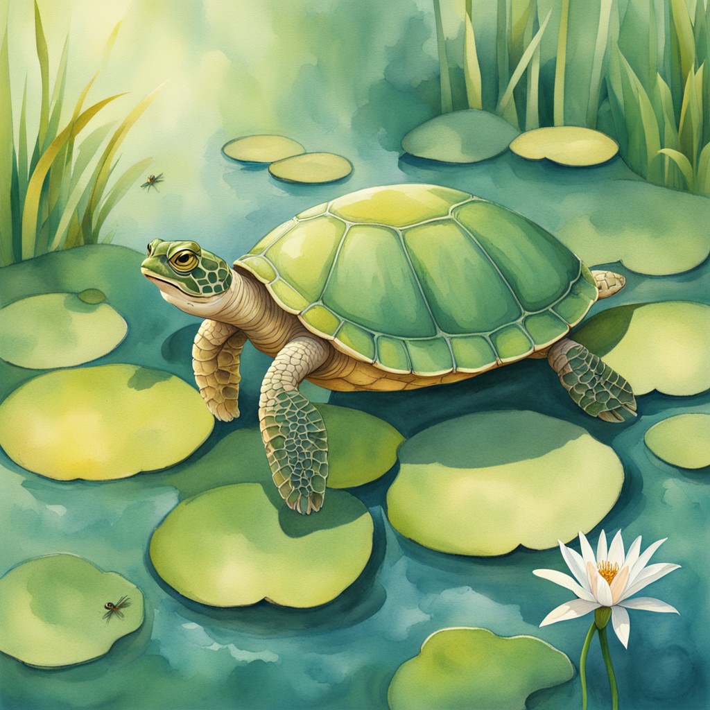 Tilly stepping out bravely from behind the lily pad