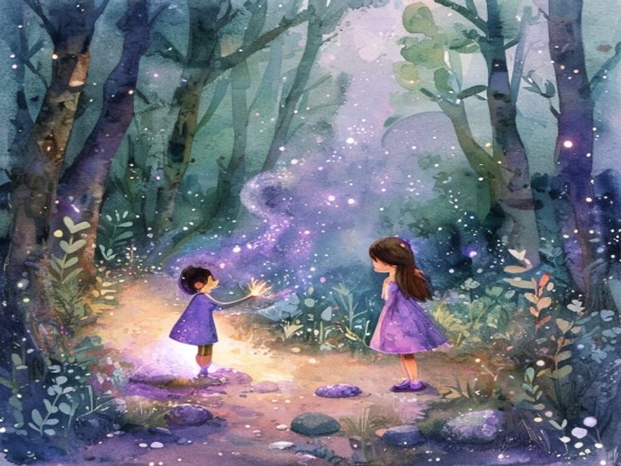 Maya discovers the magical purple wishing stone by the river