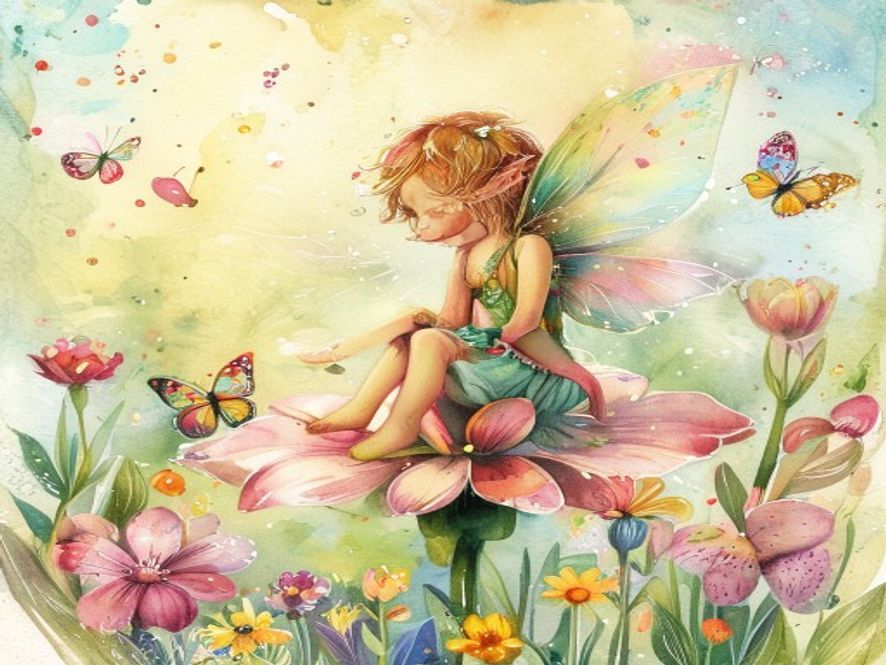 The garden fairy Thistle with her sparkling wings