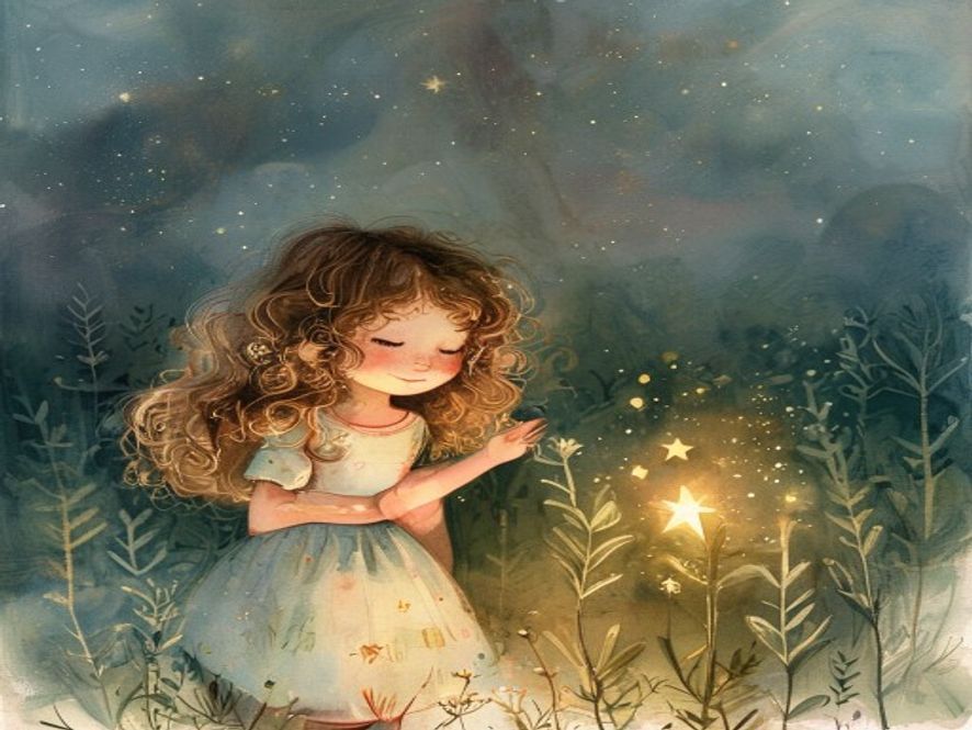 Lily finds a tiny golden star in the grass