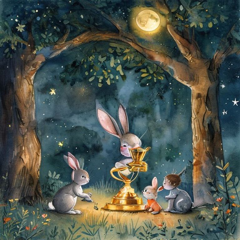 Remy sharing the trophy with friends