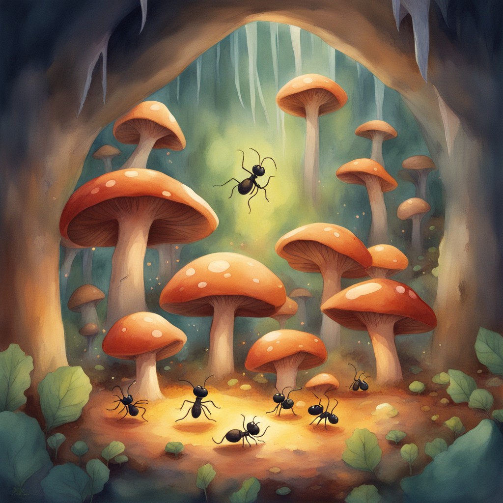 The completed chamber with ants celebrating together