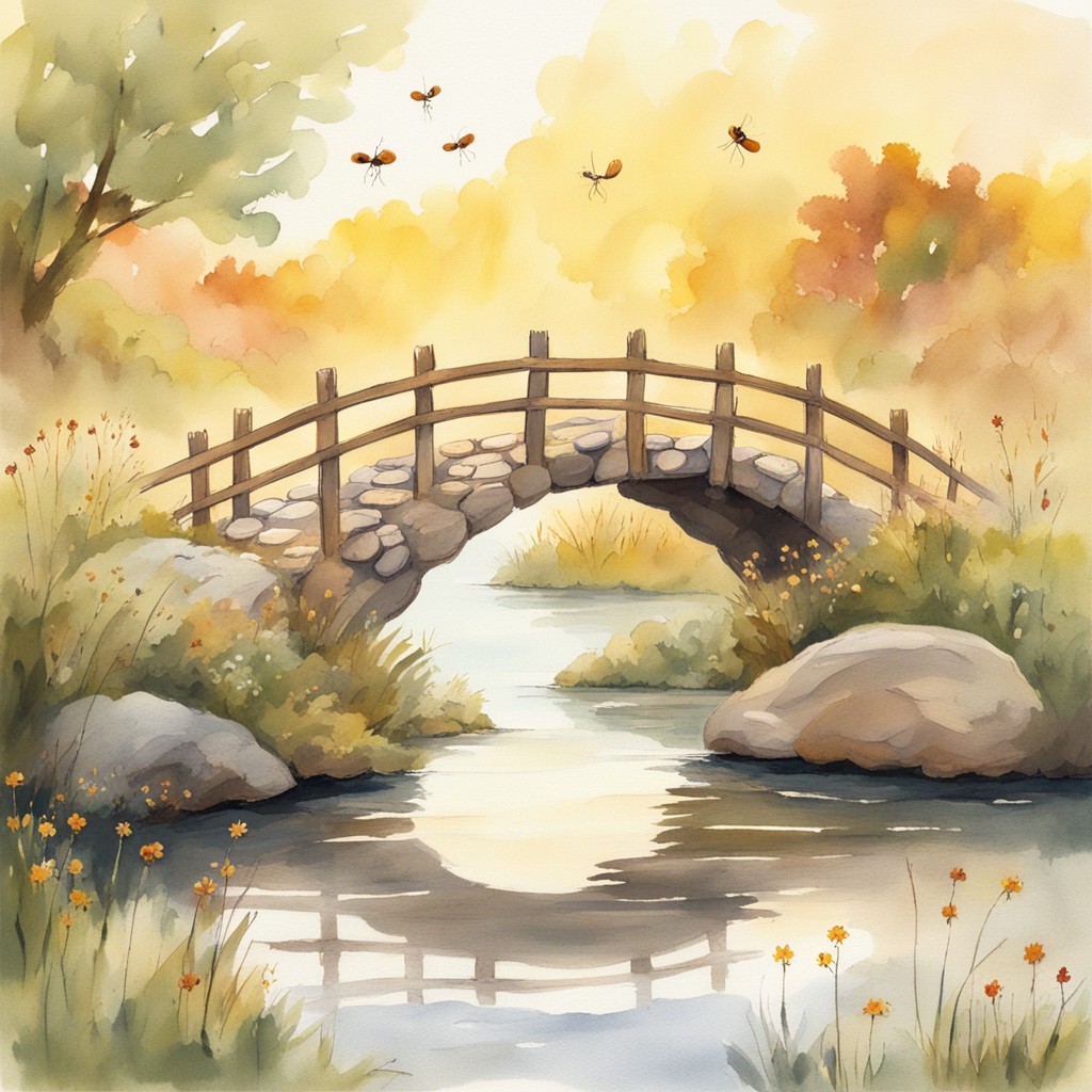 Completed bridge with ants standing proudly