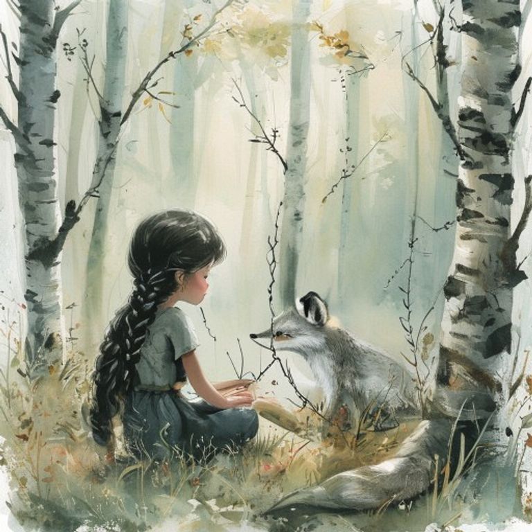 Lin sitting near the trapped fox