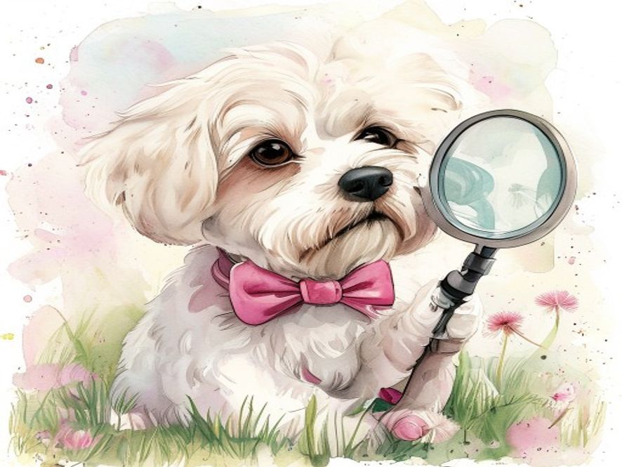 Mochi watching an anthill with her magnifying glass from a respectful distance