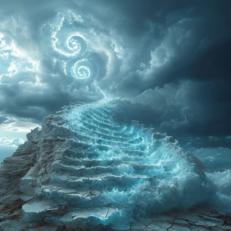 The ancient Starlight Staircase crumbling after the storm