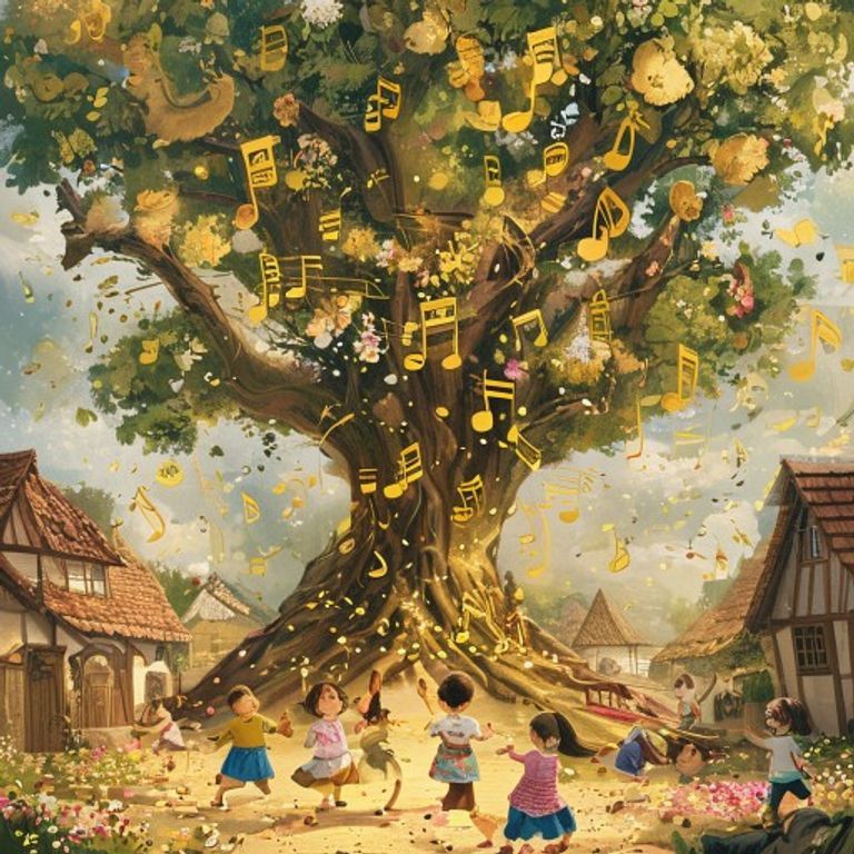 The magnificent Song-Tree blooming with golden musical notes