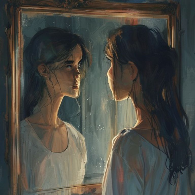 Eva and Mia facing their true reflections in the Mirror Maze